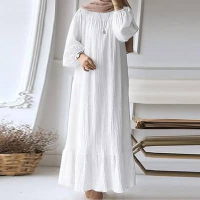 Muslim Women's Robe Long Sleeve Ruffled Hem Brown