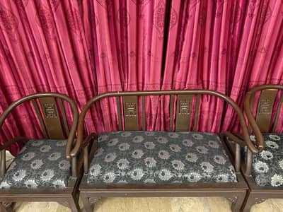 WOODEN SOFA WITH TABLE
