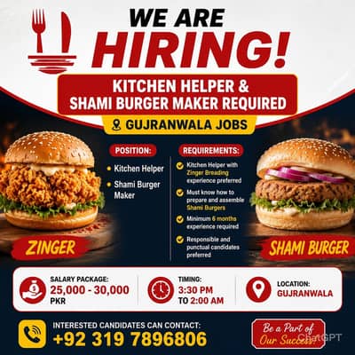 kitchen helper and shami burger zinger burger