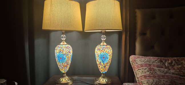 Turkish Mosaic Table Lamp Pair
