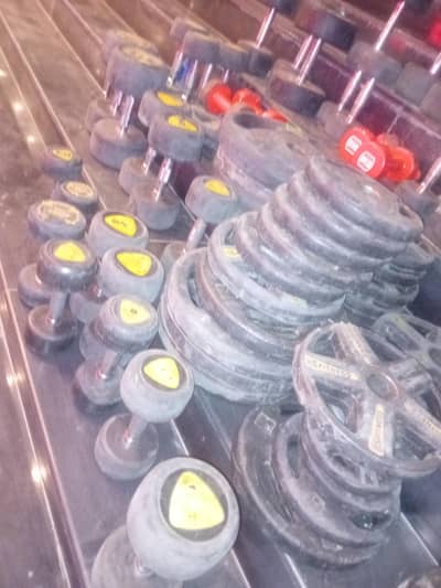 Gym epuepment dumbls and plats