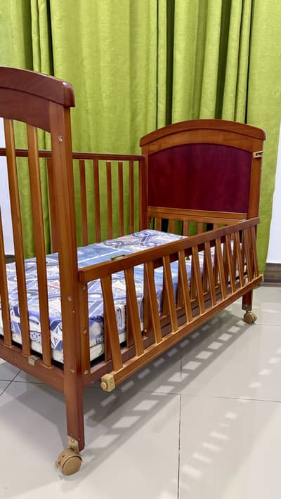 Tinnies Wooden Baby Cot + Original Size Mattress + Bedding Set