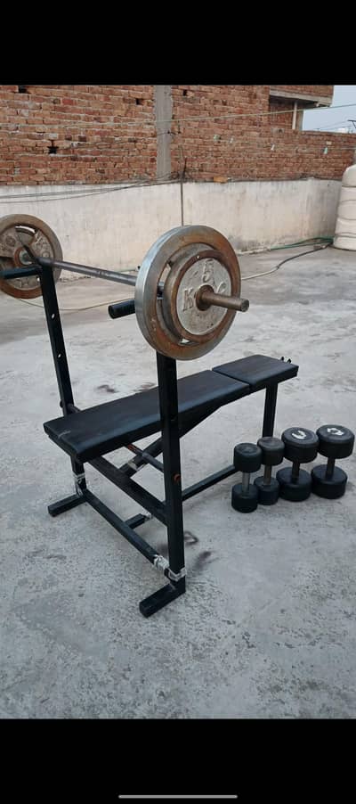 gym exercise bench home workout dumbles rod chrome plates
