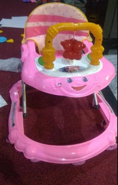 New Pink Baby Walker with toy and non slip base
