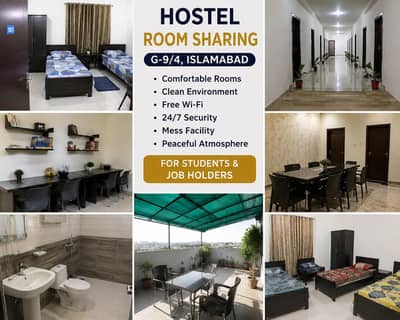 G-9-4 hostel mein sharing per room available hai