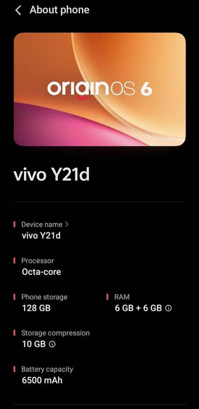 Vivo Y21D 10 by 10 condition full box charger genuine no open