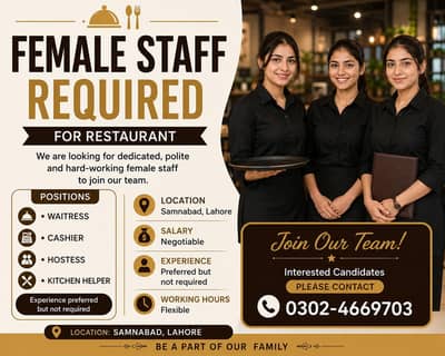 Female Staff Required for Restaurant