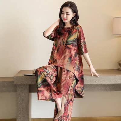 Summer cotton lilen shirt Capri set for women