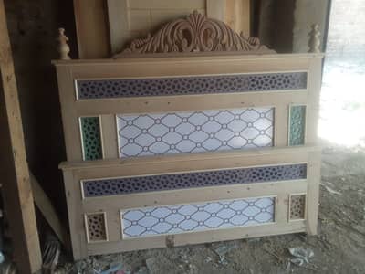 Premium Handcrafted Wooden Headboard (Double Bed Back) - Brand New