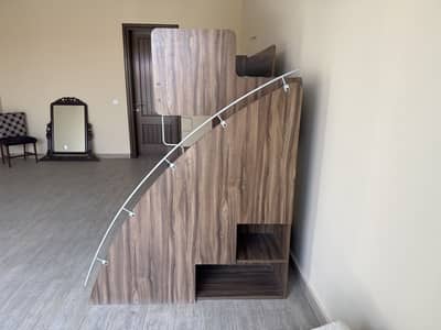 `Wooden Bunk Bed with Stairs for Kids - Used, Good Condition