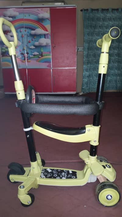 3 in 1 Scooty with music and lights, foldable seat and back hand carry