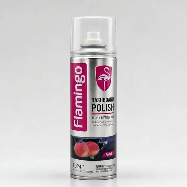 Flamingo Dashboard Polish Spray 220ml Peach  | Car Interior Cleaner & Shiner | Dashboard, Leather & Vinyl Protection