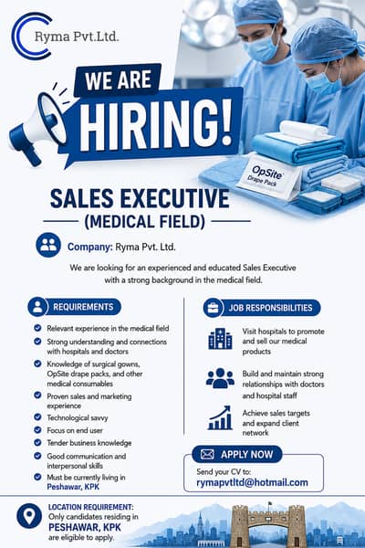  WE ARE HIRING – SALES EXECUTIVE (MEDICAL FIELD)