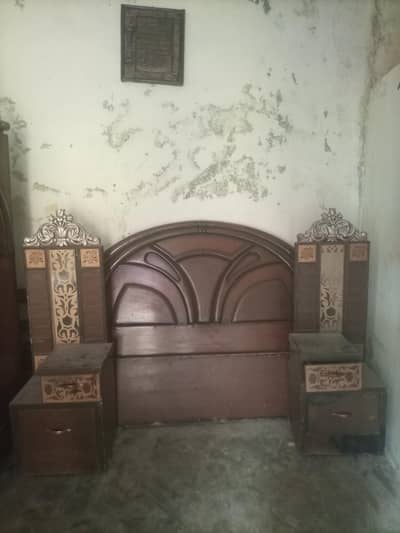 Bed with mattress. Almari . Divider .   3 item