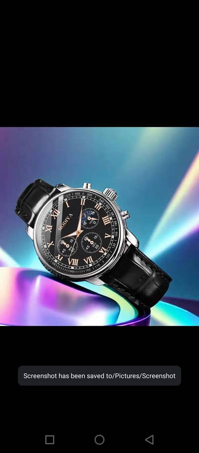 Men's Chronograph Watch Black Leather Band Quartz Movement