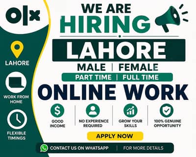 We are hiring Lahore male female part time full time online work