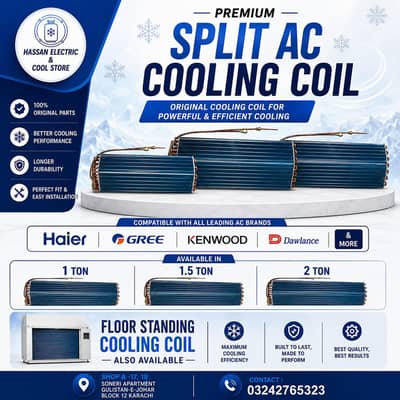 All Brands Split AC Cooling Coil 1 Ton, 1.5 Ton & 2 Ton Available