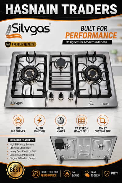 Silvgas Built In Hob 15x27 | Auto Ignition | EPS Big Burner |