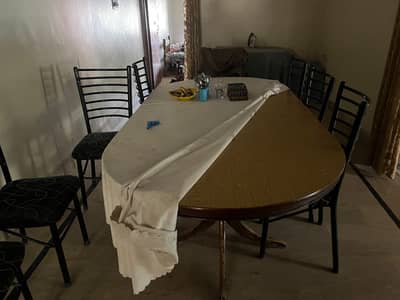 Dining Table with 8 Iron Chairs