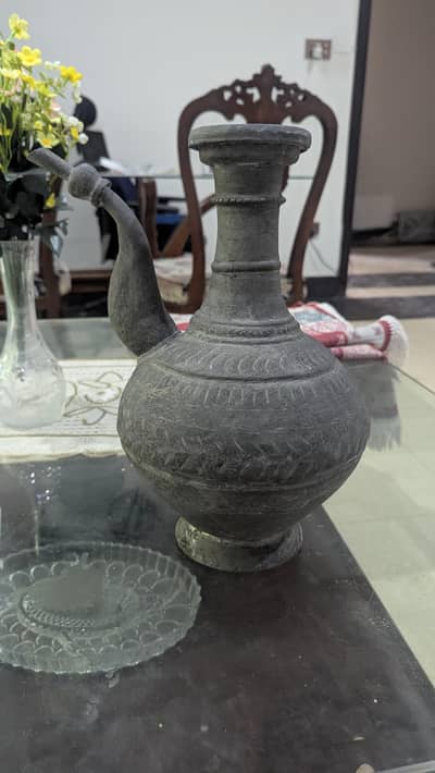 Antique Brass Surahi / Ewer - Hand Engraved Collectible