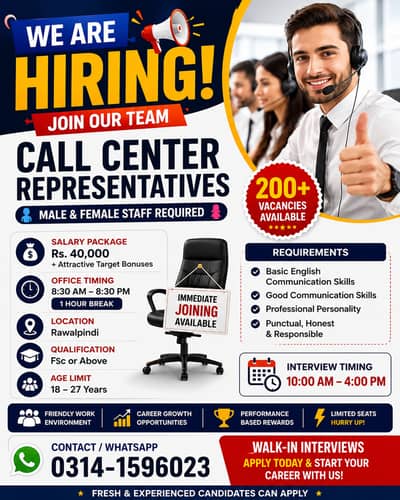 Hiring female and male fresher also apply