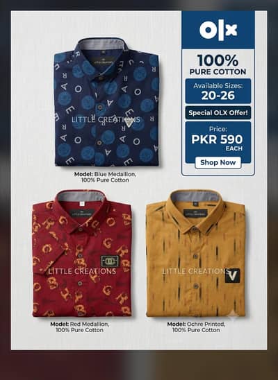 Kids Premium 100% Pure Cotton Printed Shirts (Sizes 20-26)