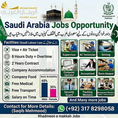 Job/Jobs /Jobs in Saudi Arabia / visa /Job Available / need Staff