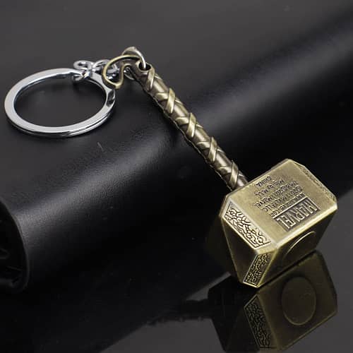 Avengers Thor Hammer Keychain - Sliver Bronze Mjolnir Pendant Key Ring