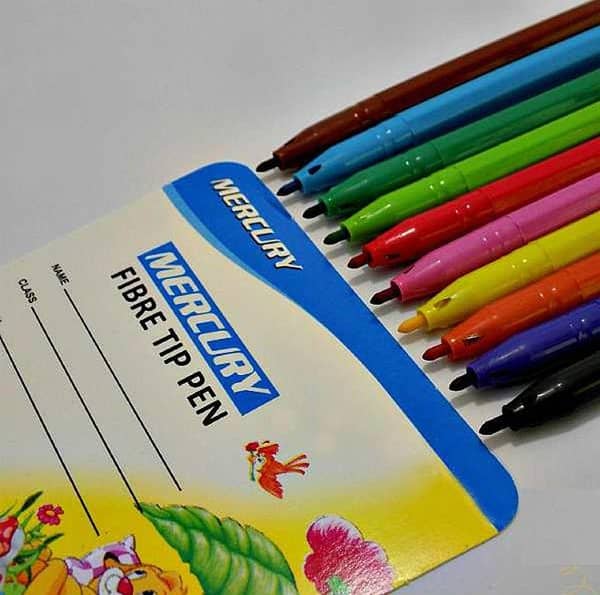 Mercury Fibre Tip Pen Set – 10 Bright Colours for Drawing and School Use