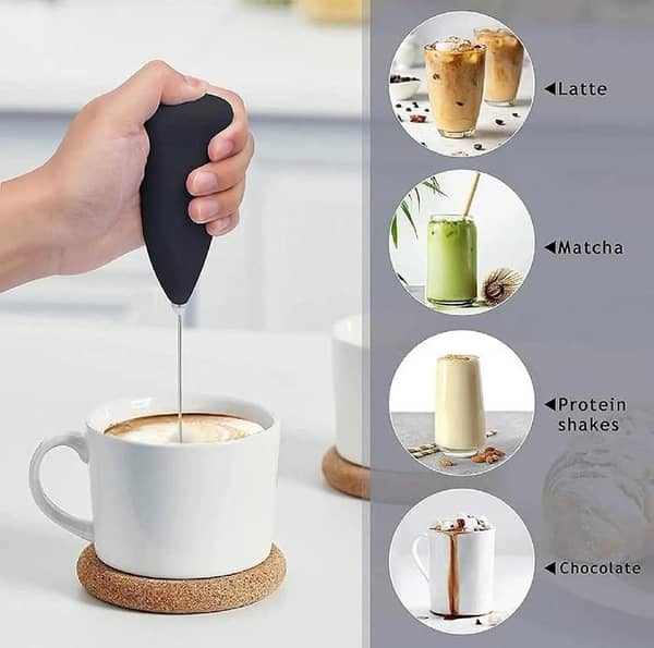 Handheld Electric Milk Frother and Beater for Latte, Cappuccino, Shakes, and More