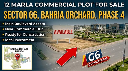 12 MARLA COMMERCIAL PLOT FOR SALE IN SECTOR G6 BAHRIA ORCHARD PHASE 4