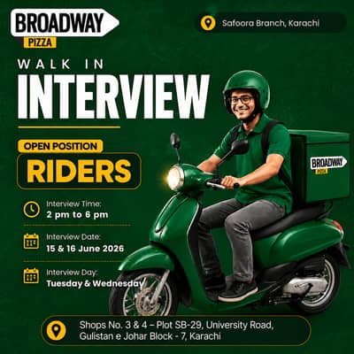 Riders Interview for Broadway Pizza (Safoora Branch) Karachi