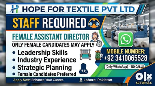 Female Assistant Director Required