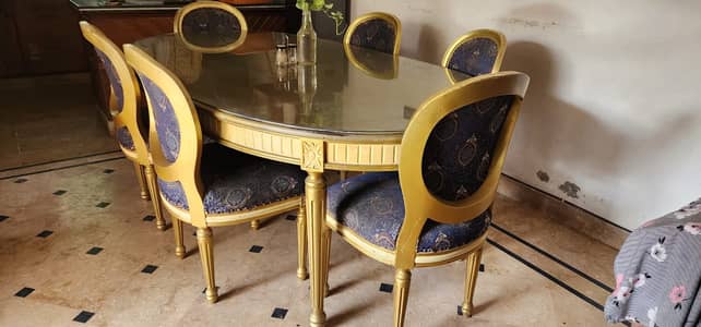 6 chairs Pure wood and deco paint dinning table