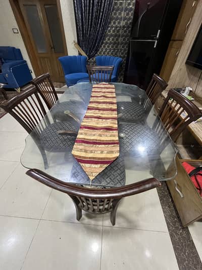 6 Chairs Glass  Dining Table
