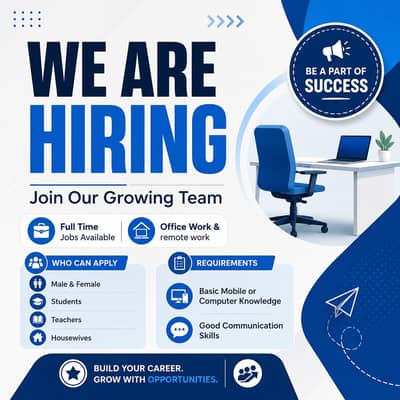 Hiring now for office and online work part time full time  home base