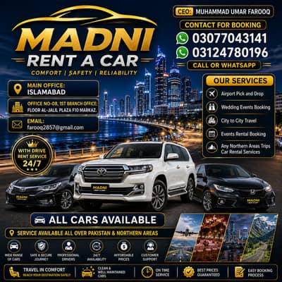 Rent a car/Car Rental near me/Car rental in Islamabad & Rawalpindi