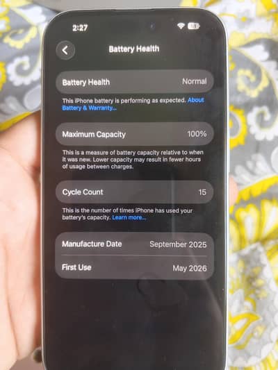 Apple iPhone 16 JV 15 cycle count Urgent Sale