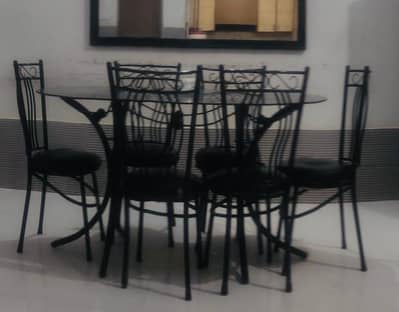 6 seater iron dining table