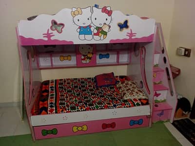 hello kitty triple bunker bed for sale (slight repair needed)