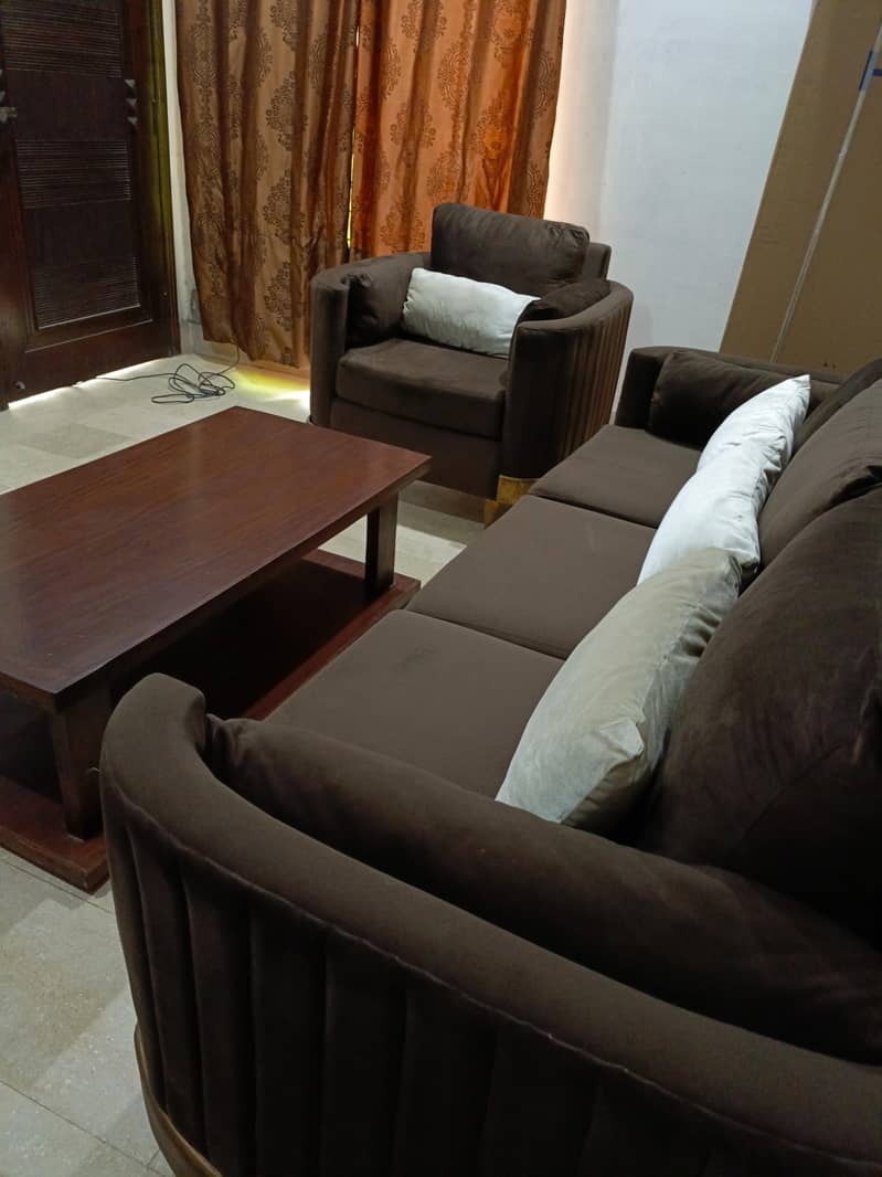 6 seater Sofa Set with centre solid Wood table 1