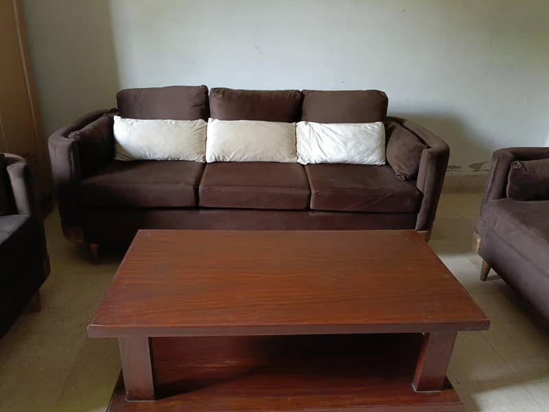 6 seater Sofa Set with centre solid Wood table 6