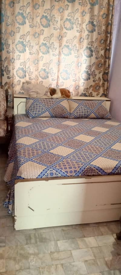 Two beds one iron stand and one cupboard and one peti all are used