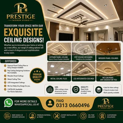 False Ceiling /Roof Ceiling / Gypsum Ceiling /Plaster of Paris ceiling