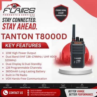 YANTON T800D Dual-Band Two-Way Radio with Voice Recording Function