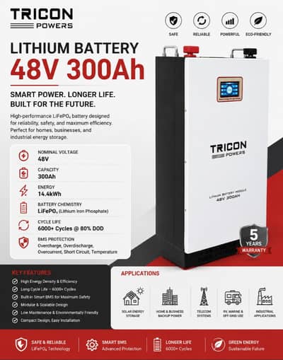 48V 300Ah Lithium Battery | LiFePO4 | Smart BMS | Fresh Stock Availabl