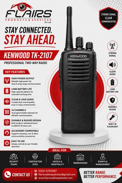 KENWOOD TK-2107/TK-3107 Professional 16-Channel Two-Way Walkie Talkie