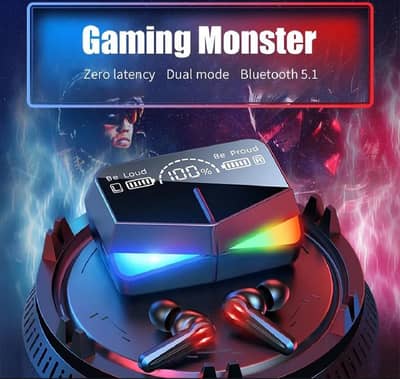 M28 Gaming Earbuds (RGB Mech Case + Power Bank) – Brand New