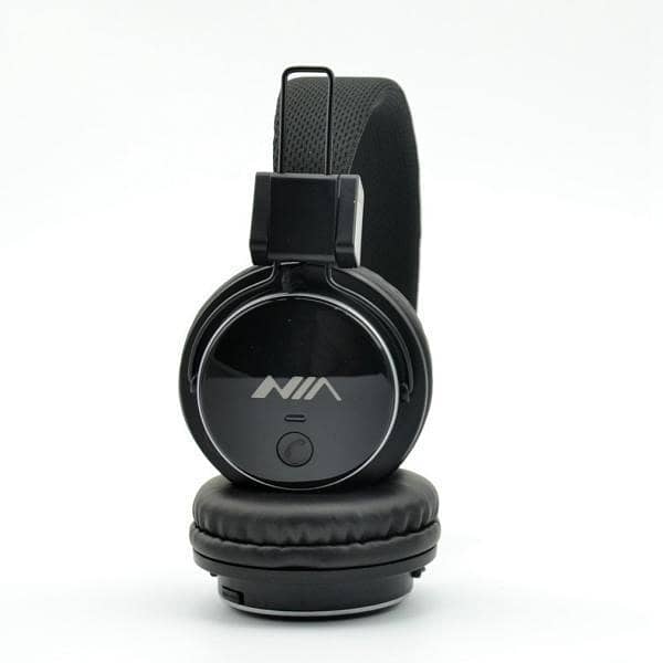 NIA Q1 Bluetooth Headphones with Mic - Wireless Stereo, 10m Range, Lightweight Black