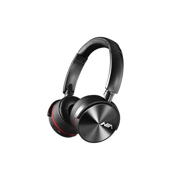 NIA Q6 Bluetooth Headphones – Wireless Over-Ear Headset with 40mm NdFe Driver, Mic, AUX, Comfort Fit, Black